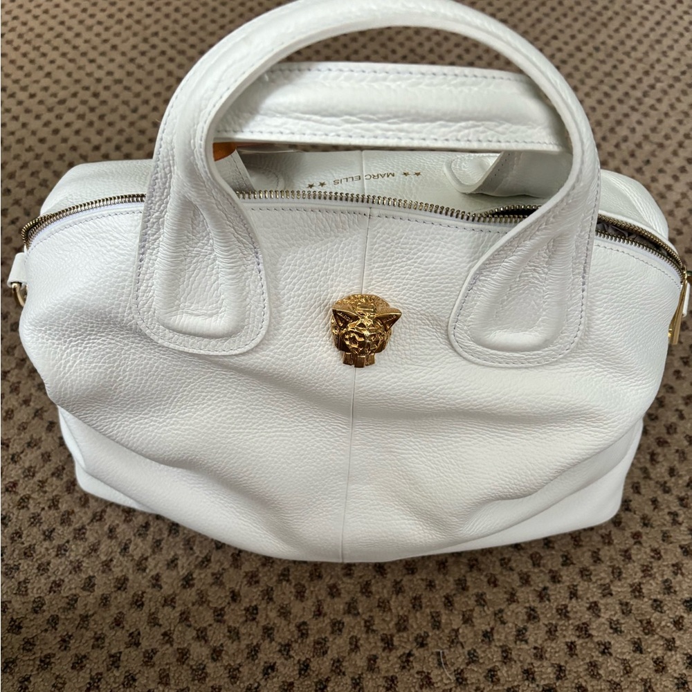 Beautiful Brand New White Marc Ellis Handbag with Gold Hardware.